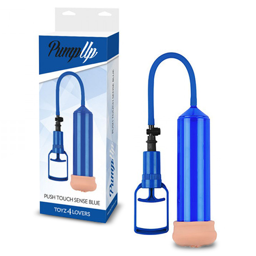 Bomba Para O Pénis Com Masturbador Push Touch Sense Azul - Image 2