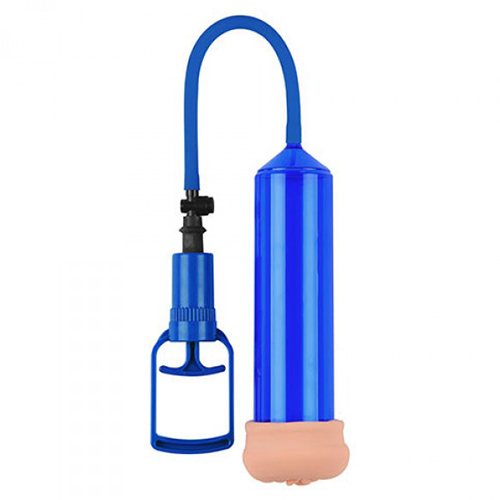 Bomba Para O Pénis Com Masturbador Push Touch Sense Azul