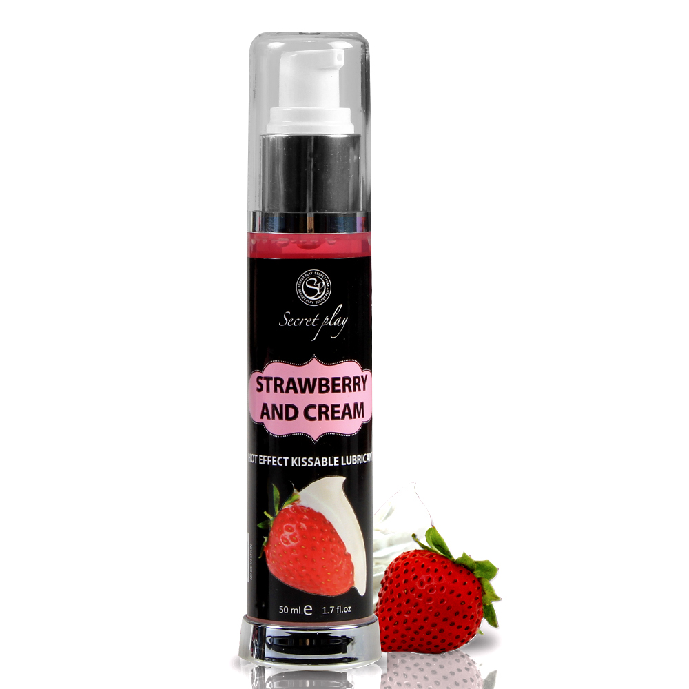 Lubrificante De Efeito Calor Com Sabor A Morango Com Natas 50 Ml Secret Play - Image 2