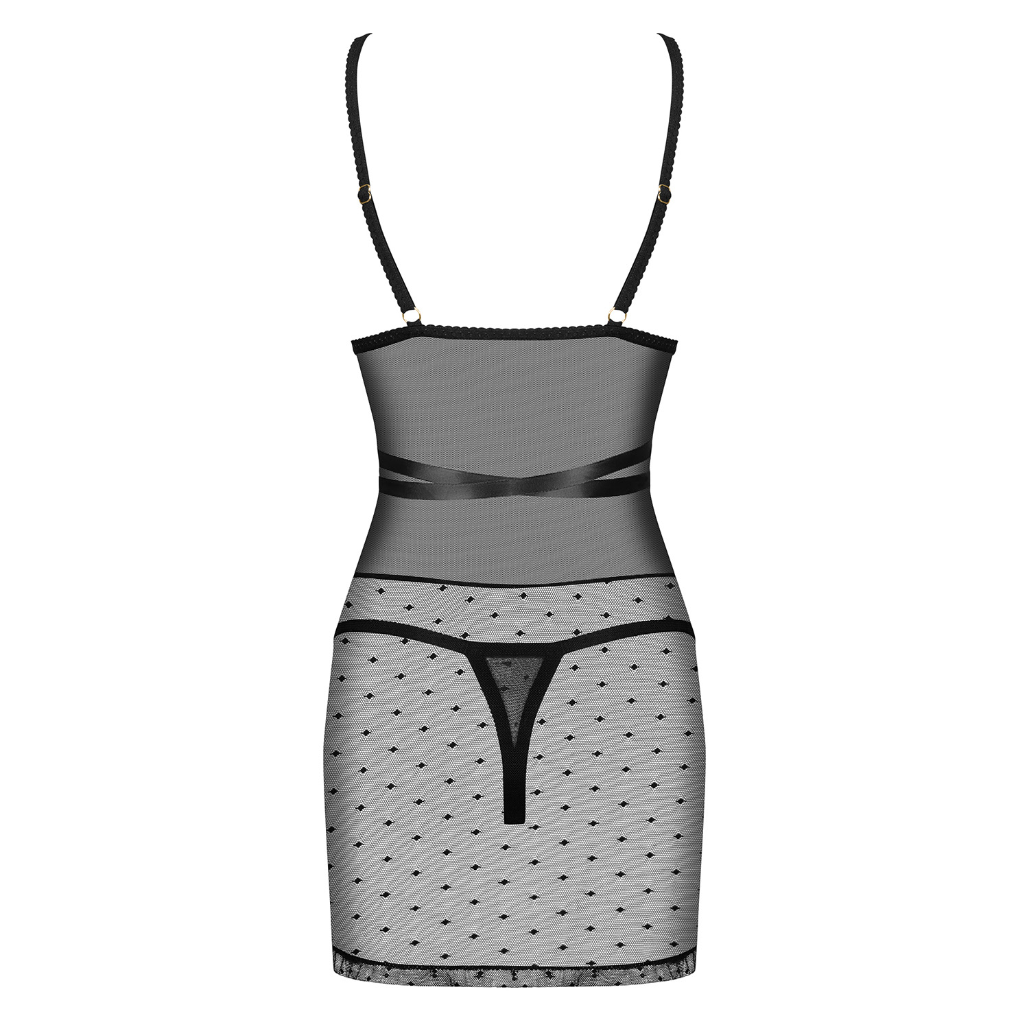 Camisa De Noite E Tanga Bowessa Obsessive Preta - Image 4