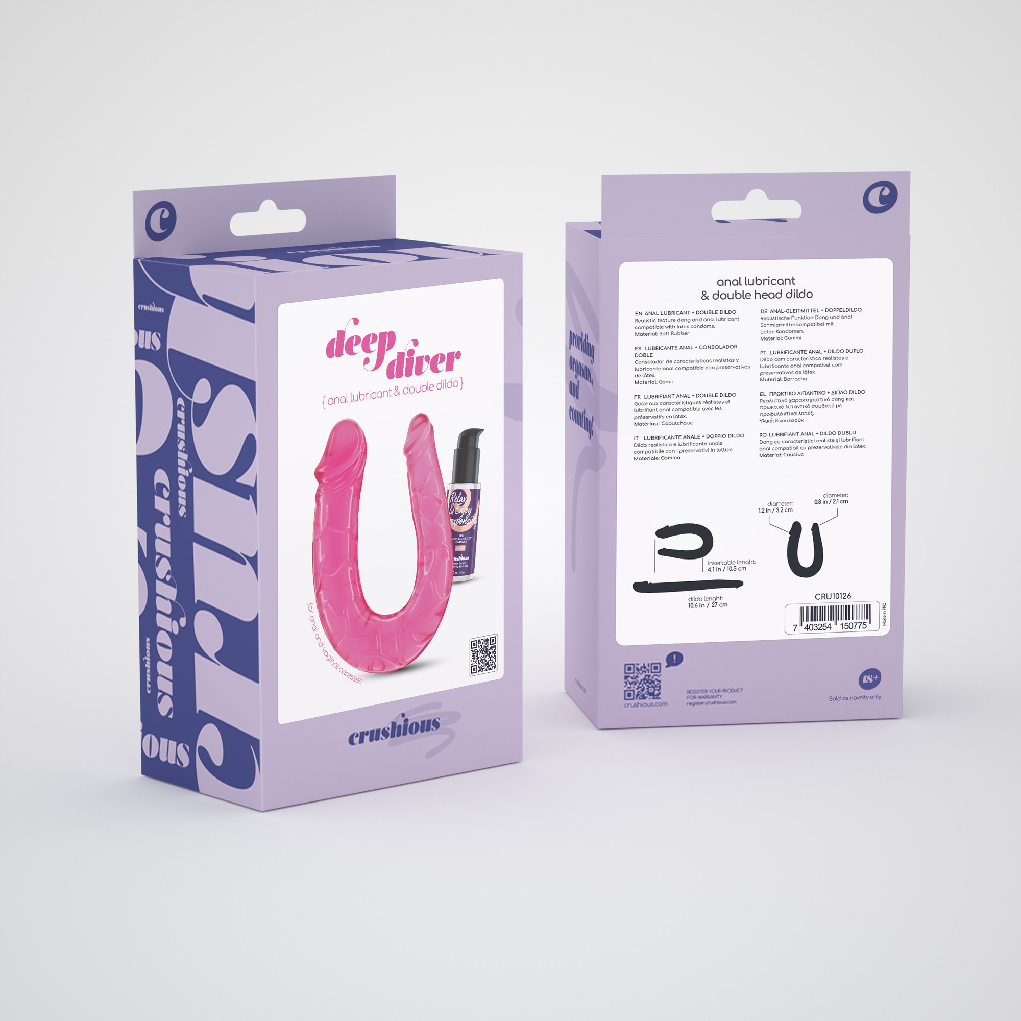 Deep Diver Dildo Duplo Com Lubrificante Anal 50Ml Crushious Rosa - Image 6