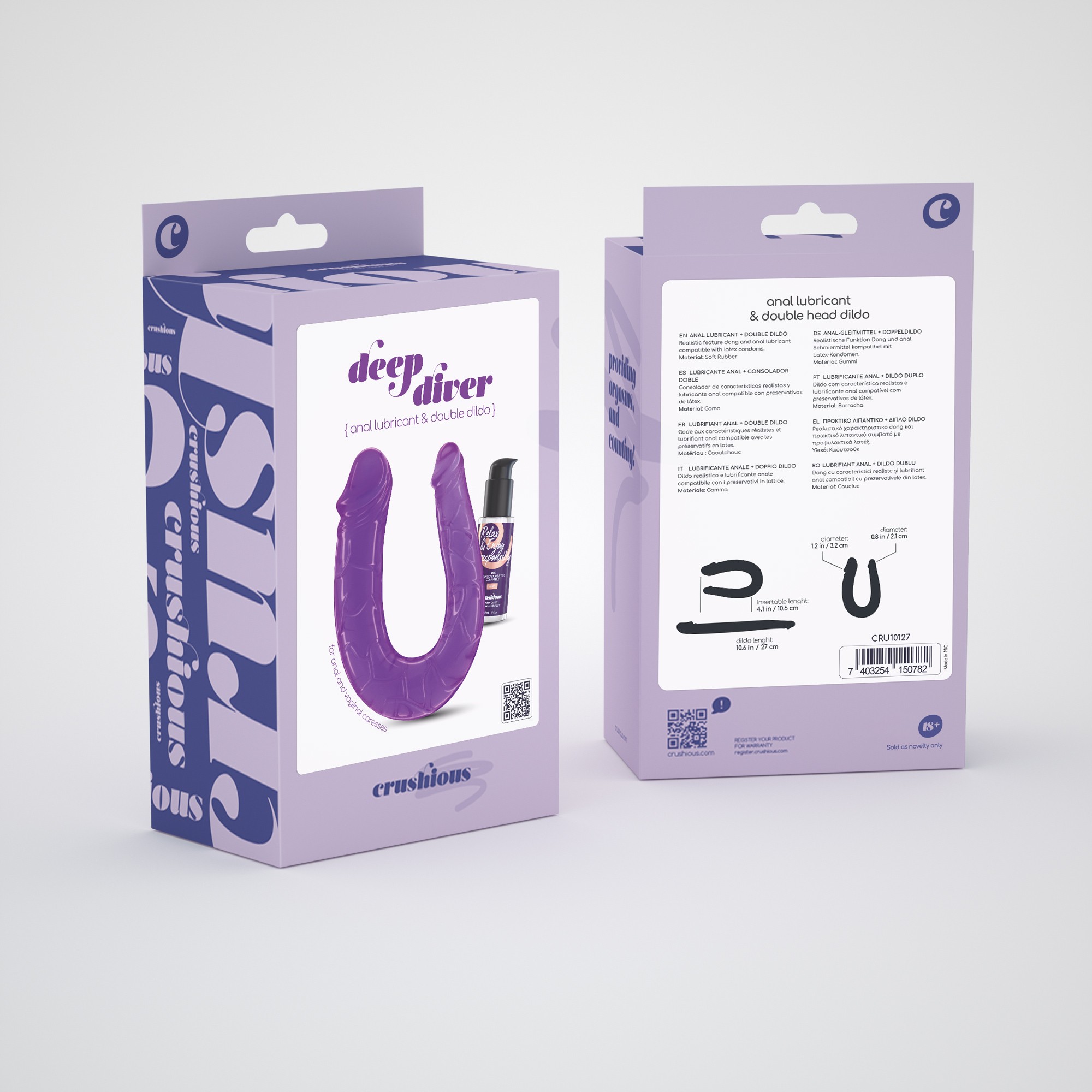 Deep Diver Dildo Duplo Com Lubrificante Anal 50Ml Crushious Roxo - Image 6