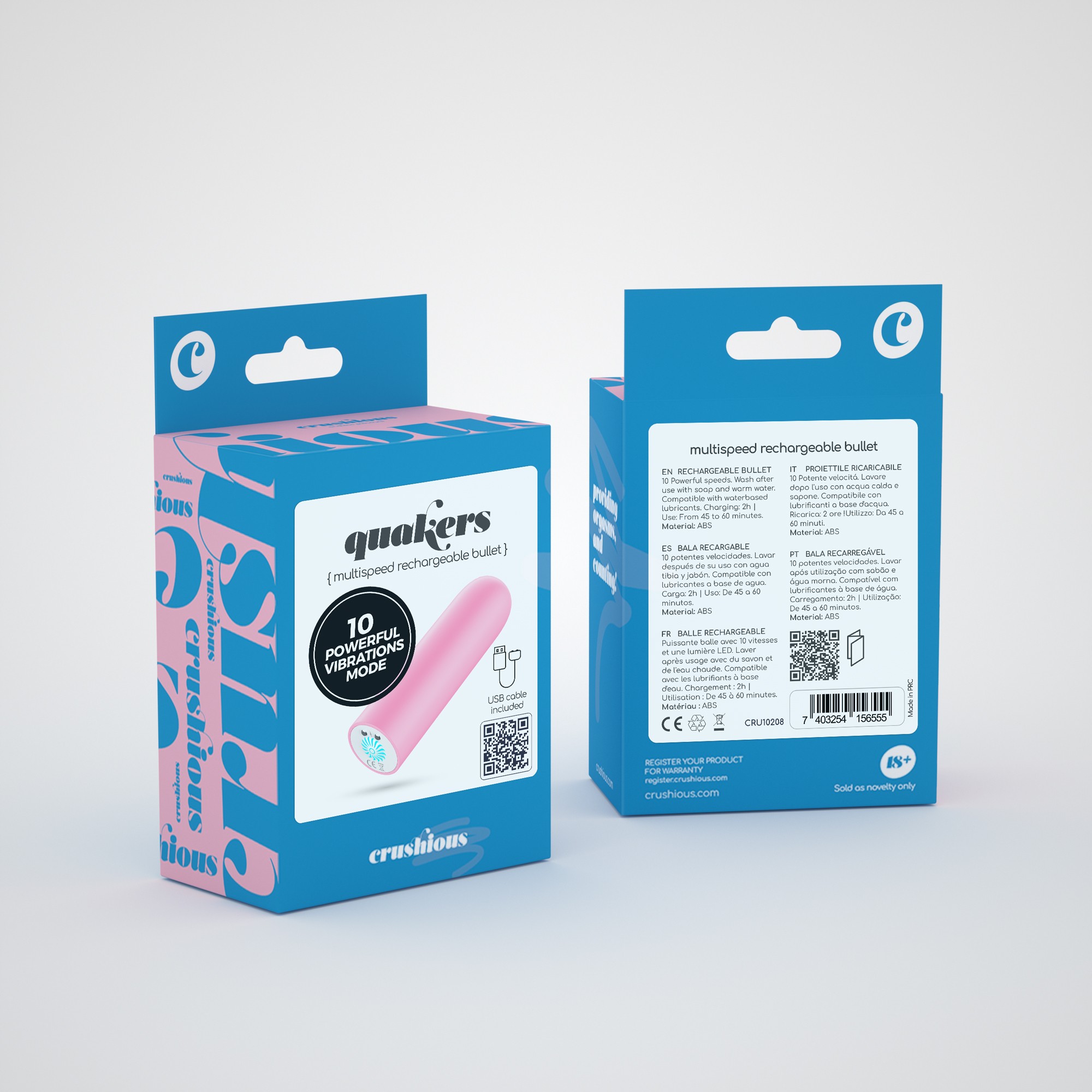 Quackers Bala Vibratória Recarregável Por Usb Rosa Crushious - Image 9