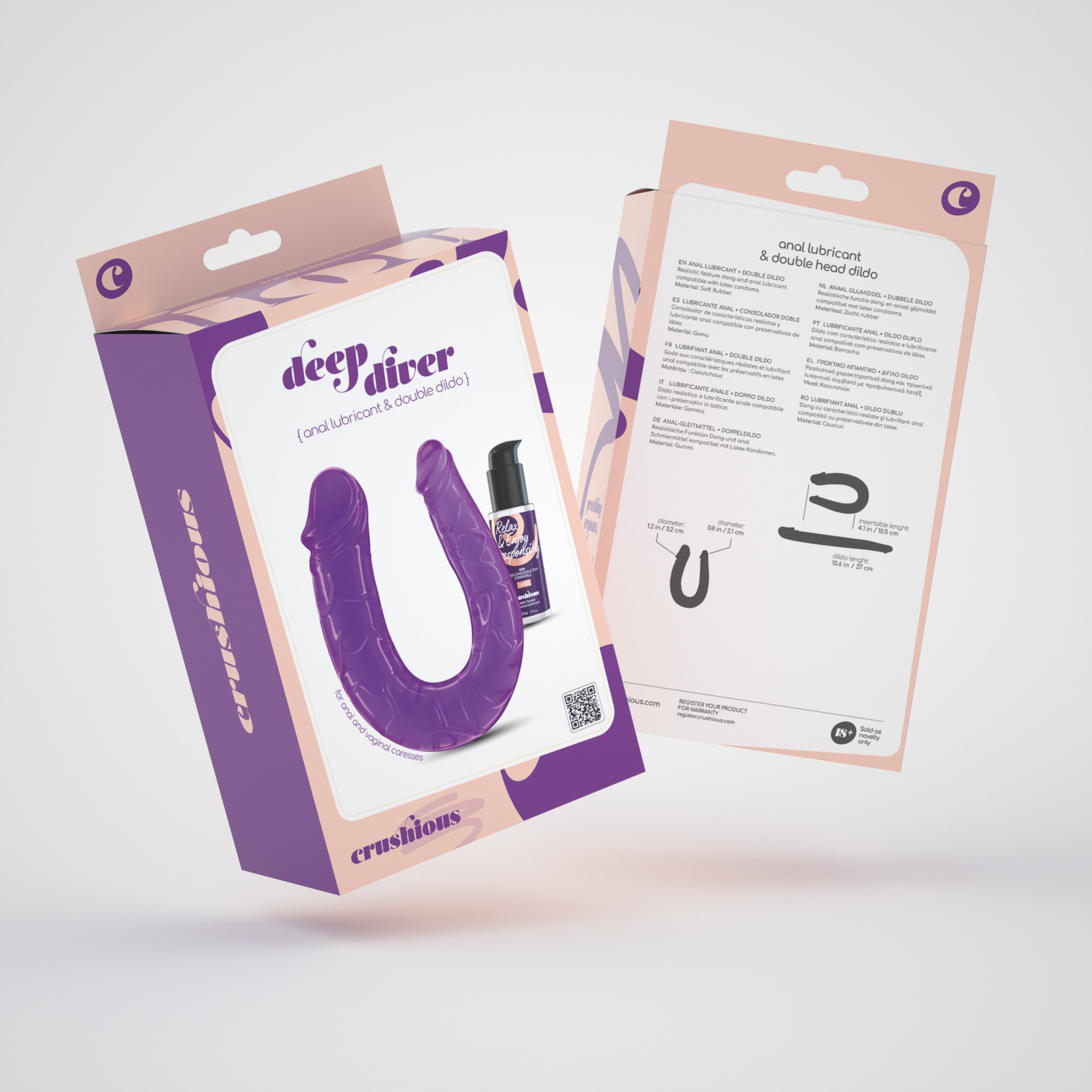 Deep Diver Dildo Duplo Com Lubrificante Anal 50Ml Crushious Roxo - Image 9