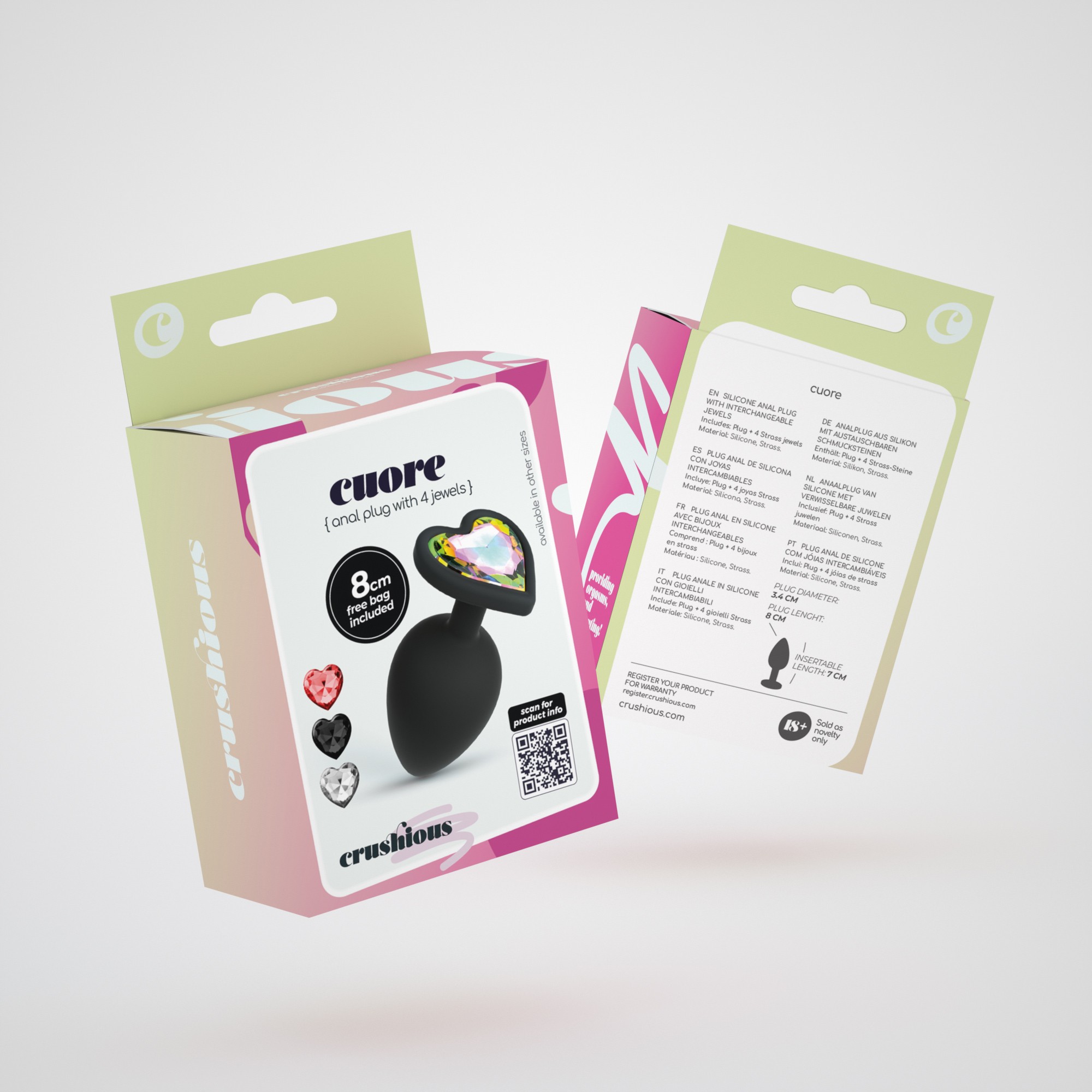Cuore Plug Anal Médio Com 4 Joias Intercambiáveis Crushious - Image 10